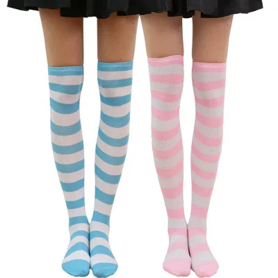 

Cheerleader socks1 пара женских девушек на коленях длинные полоски с принтом до бедра высокие полосатые узорчатые носки милые горячие оптовые прода...