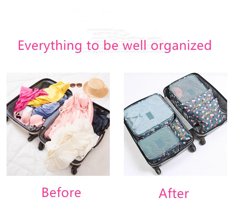 6 шт./компл. дорожная сумка для хранения домой Организатор Коробка Одежда Tidy мешок