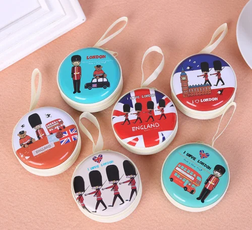1piece random Kawaii мульти-дизайн, мультфильм наушники Монета Сумка, держатель для ключей на сумку Чехол кошелек мешок; 7 см металлический кошелек - Цвет: 1piece random