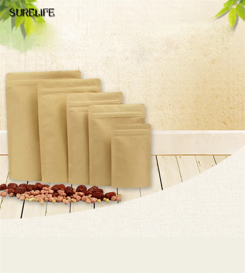 50 шт. высококачественный барьер крафт бумага мешочек для кофе на молнии