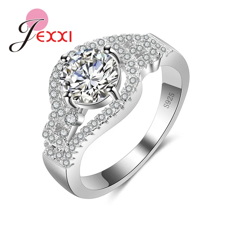 

Elegant Brides Rings For Wedding Jewelry Fashion 925 Sterling Silver Cubic Zircon Band Finger Ring For Engagement Bijoux