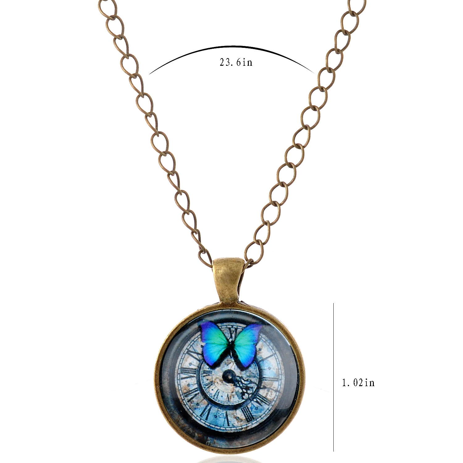 Винтажное ожерелье с подвеской в виде бабочки и часов Lureme Time Gem Series для женщин