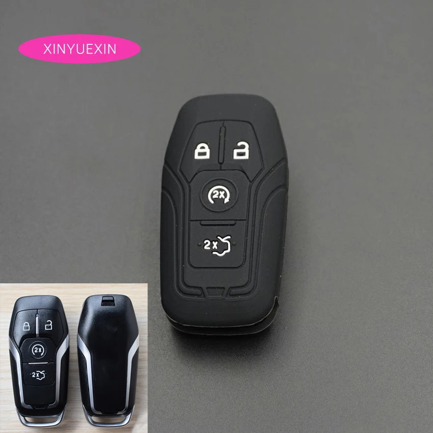 

Силиконовый чехол для ключа Xinyuexin, чехол для ключа Ford Escape Focus Fusion EXPLORER Mustang GT350 EVEREST Taurus, Стайлинг автомобиля с 4 кнопками