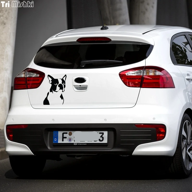 Три мишки HZX678 #15*20 см Love Boston Terrier dog Автомобильная наклейка на лобовое стекло