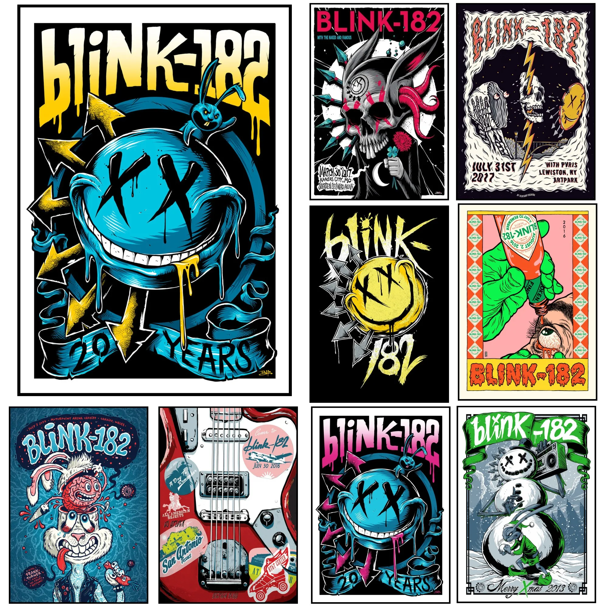 ВИНТАЖНЫЙ ПЛАКАТ The Blink 182 рок группа белая бумага панк плакат рисунок звезды