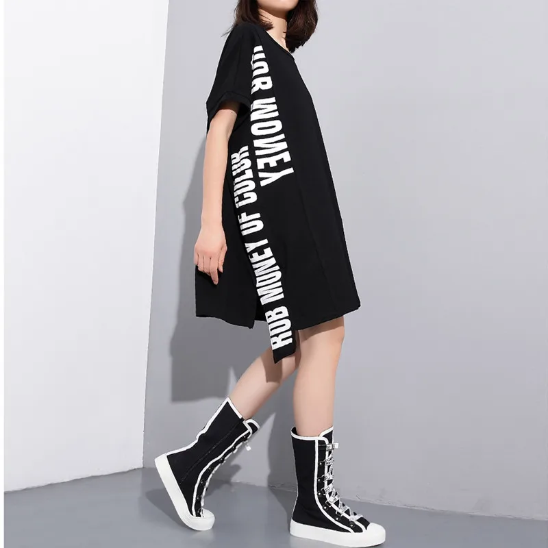 Женские асимметричные топы Johnature Длинные свободные футболки в стиле High Street с
