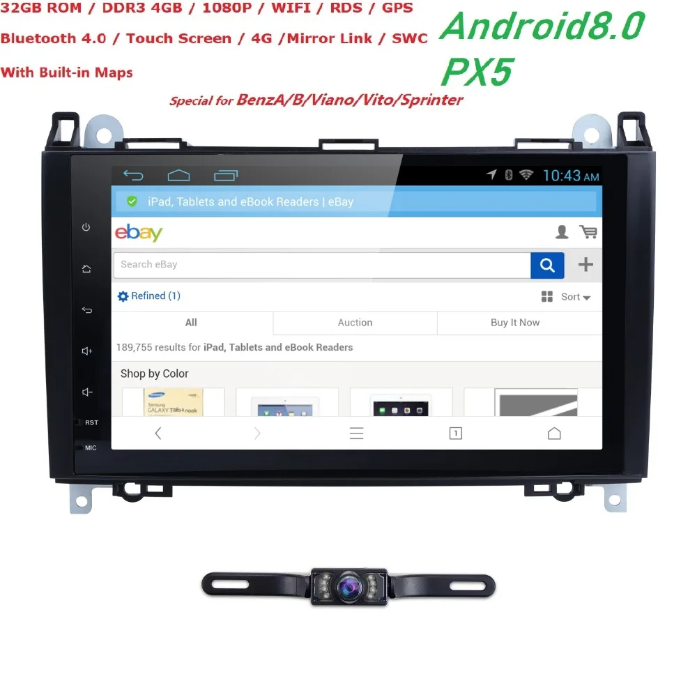 Android 8 0 Авторадио 9 дюймов автомобильные мультимедиа для Mercedes Benz sprinter Vito W639 Viano B200