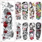 Большая рука рукав Татуировка непромокаемая временная татуировка наклейка Роза бабочка полный цветок тату боди арт тату девушка