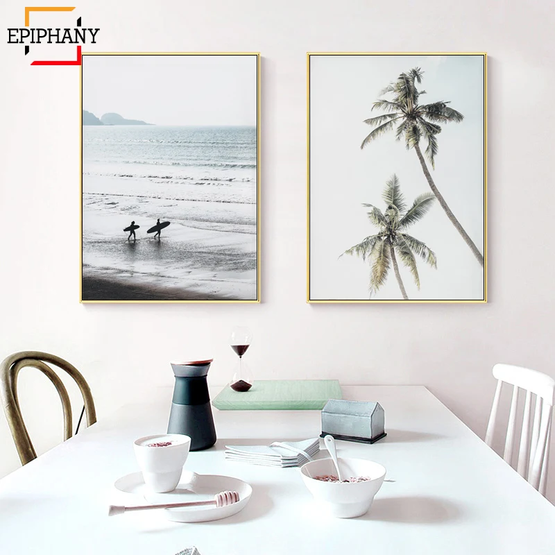 Современное пляжное искусство с принтом пальмы океана пейзаж холст картина