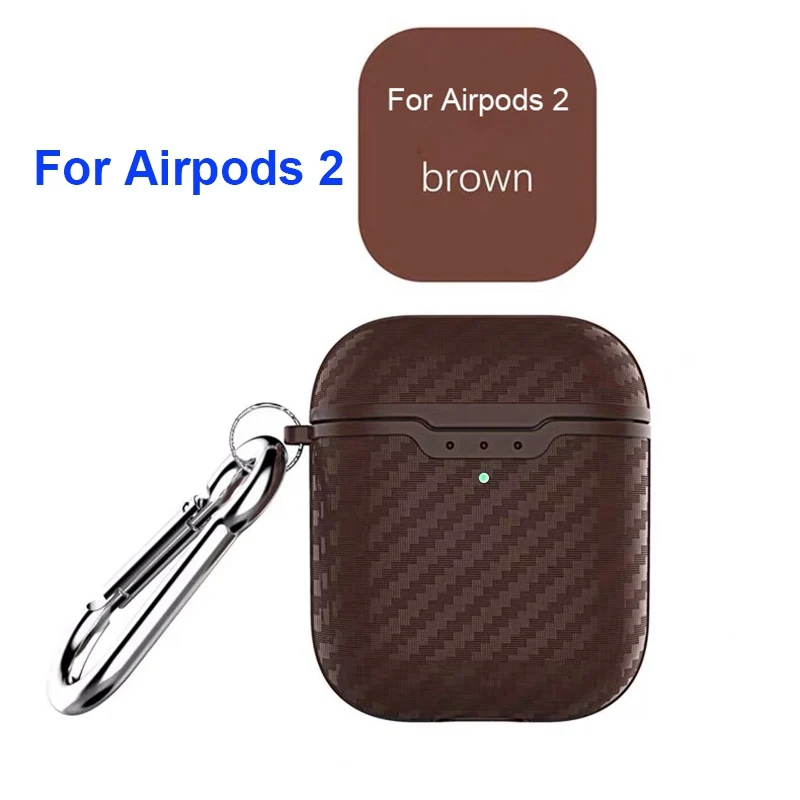 Brown For Airpods 2 Темно-зеленый мягкий чехол для наушников из ТПУ с узором из углеродного волокна для Airpods, ультратонкий противоударный чехол для наушников с Bluetooth, сумка для наушников Airpods - Цвет: Brown For Airpods 2