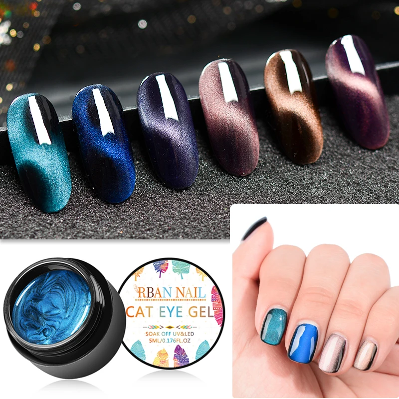 RBAN NAIL 5D кошачий глаз магнит Гель-лак для ногтей Магнитный дизайн ногтей лаковый Хамелеон замачиваемый УФ Гель-лак для ногтей эмаль маникюр
