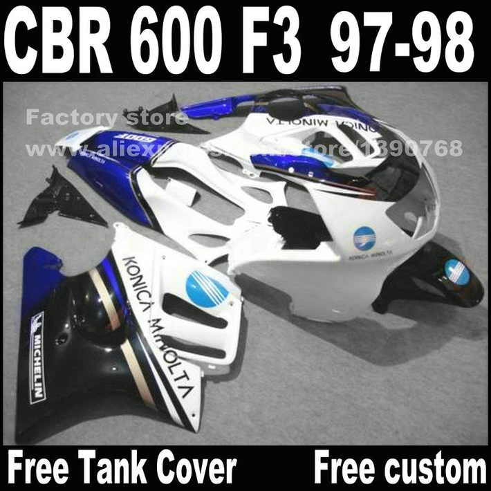 Мотоциклетные детали для HONDA CBR 600 F3 Обтекатели 1997 1998 CBR600 97 98 сине белый обтекатель