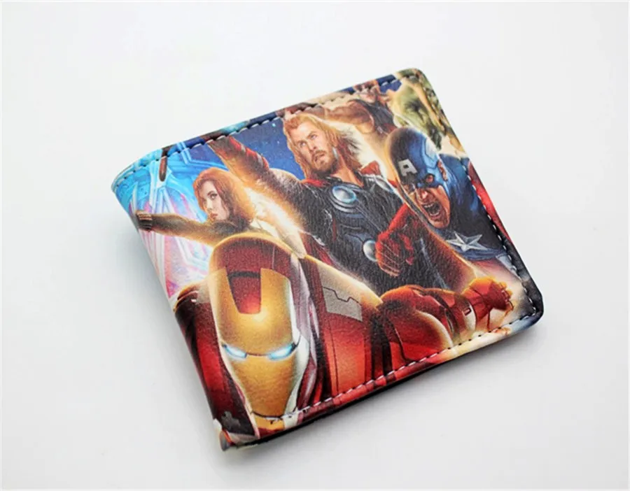 Marvel Мстители эндгейм Железный Человек Pu короткий кошелек для мальчиков и девочек мужской двойные кнопки держатель для кредитных карт с фотографиями держателя слоев кожи 3D печати кошелек