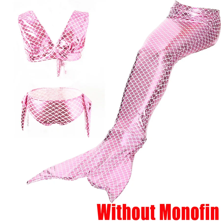 3pcs Without Monofin Детский купальный Купальник для косплея с хвостом русалки для девочек, купальный костюм с монофина - Цвет: 3pcs Without Monofin