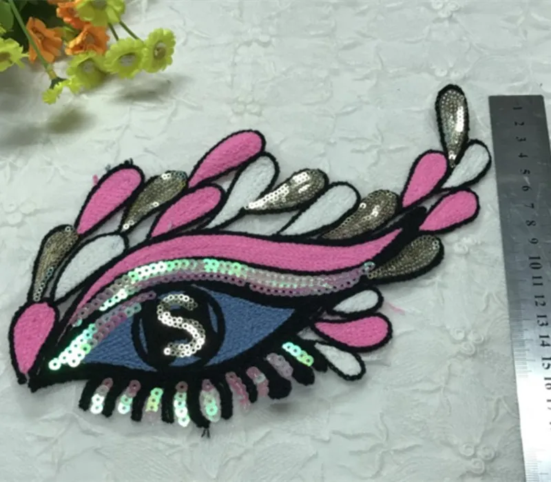 Фартук с вышитыми глазами FFLACELL нашивки блестками для одежды Байкерская