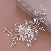 crystal hairbands popular in european and american hand woven leaf hairdressing bridal jewelry white plate wedding accessory