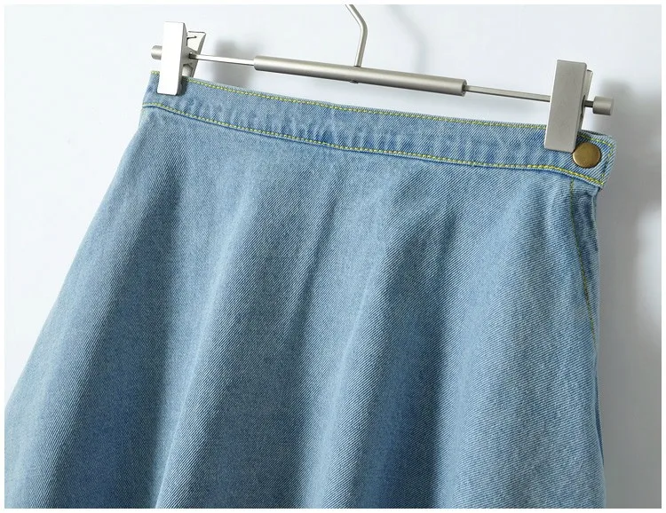 Женская короткая хлопковая юбка от солнца летняя и весенняя пышная джинсовая