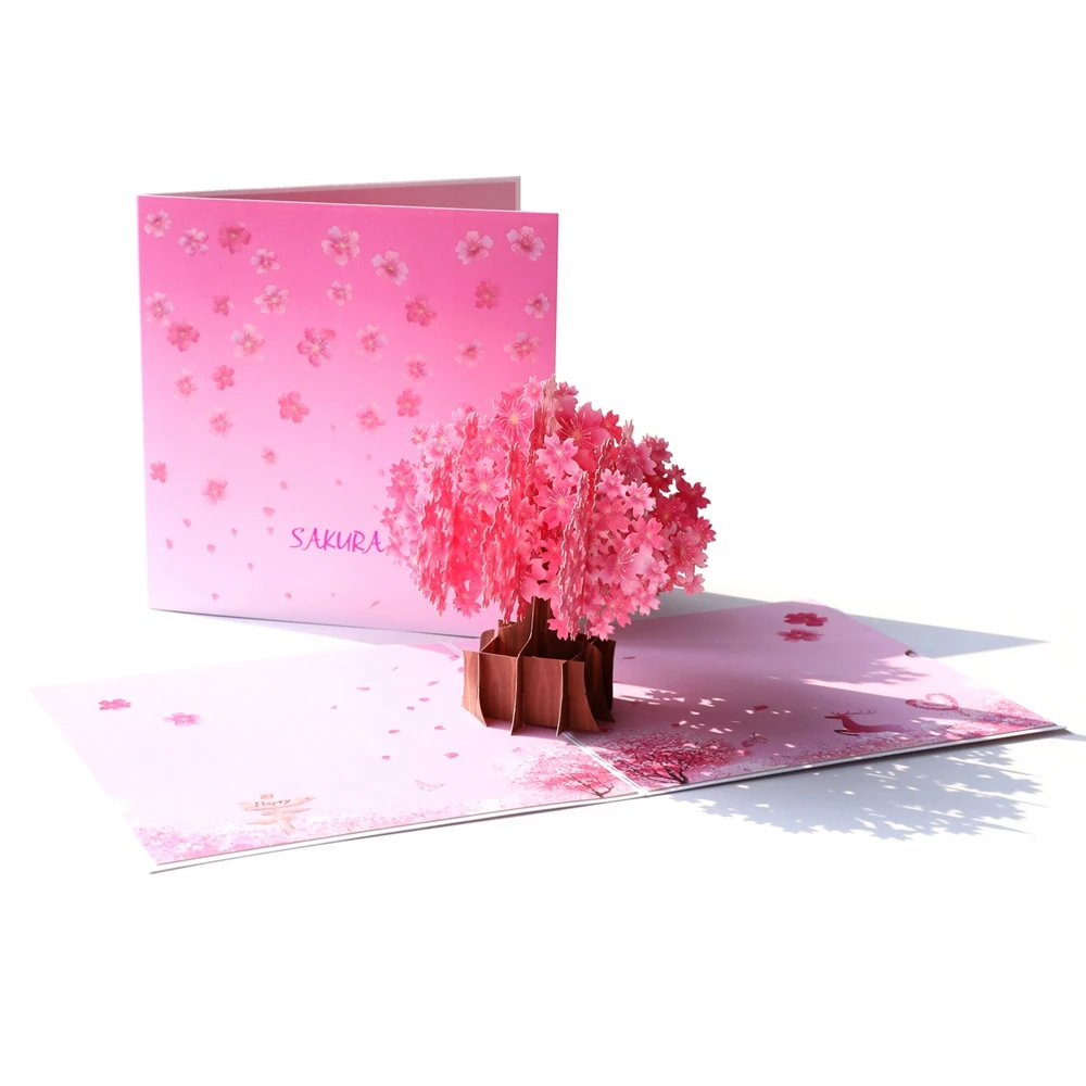 Счастливый День матери 3D Sakura Birhtday подарок всплывающие подарочные открытки