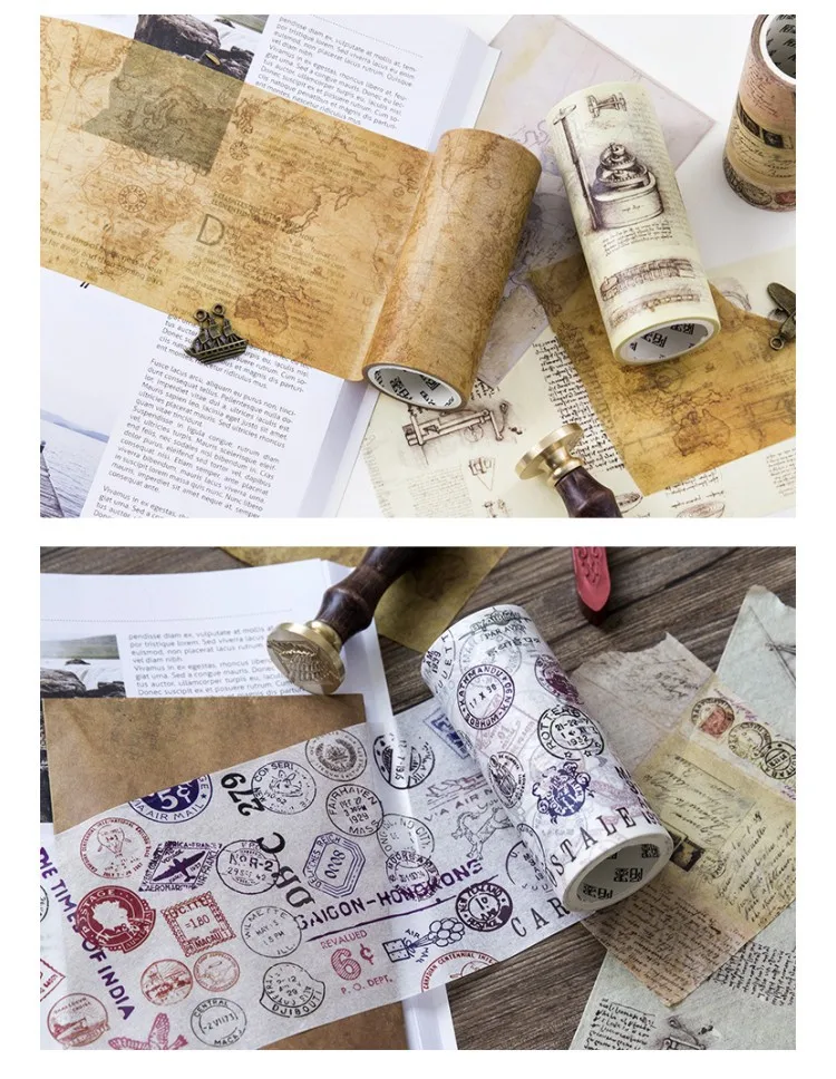 10 см* 5 м винтажная карта Postmark Da Vinci Примечания письмо Васи Маскировочная лента канцелярский школьный офисный поставка Подарочный стикер Упаковка Этикетка