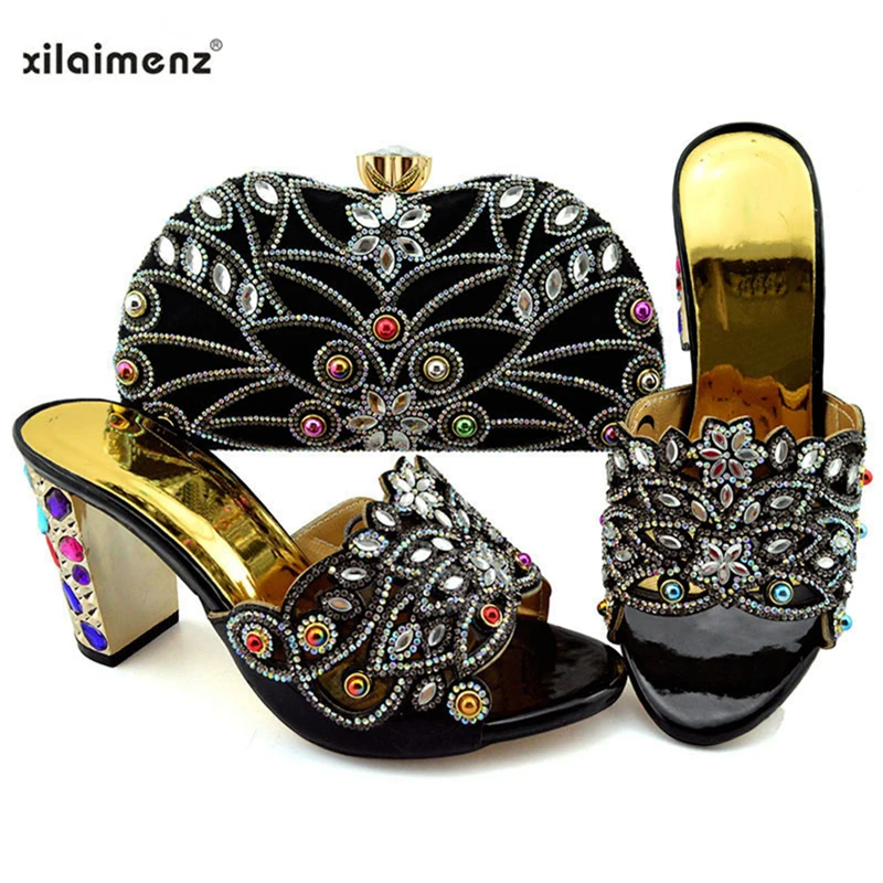 Женский комплект из туфель и сумочки синего цвета в африканском стиле вечерний