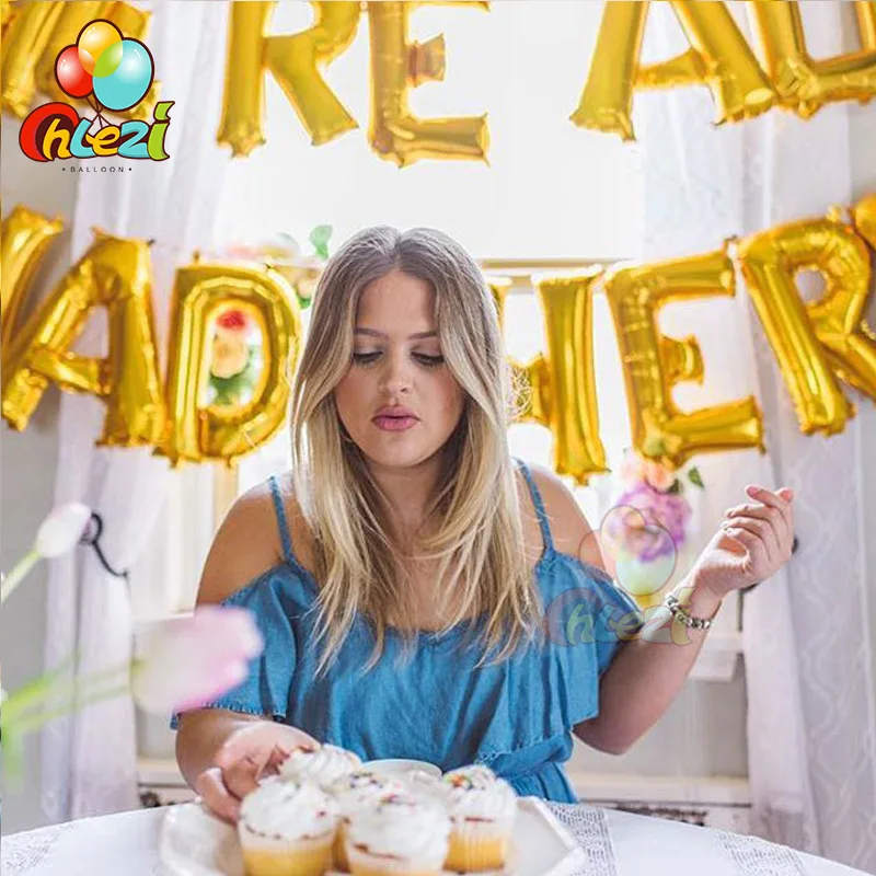 40 дюймовый светодиод с буквенным принтом воздушных шаров розовый синий золотой