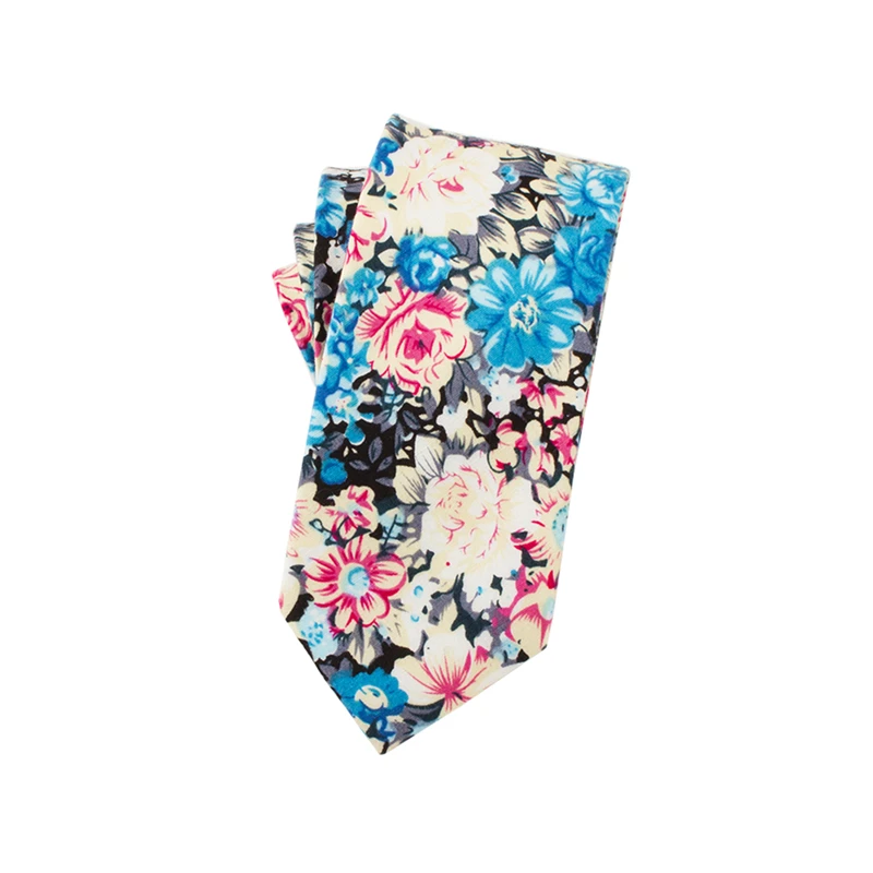 Мужской галстук с цветочным принтом хлопчатобумажный узкий на шею Свадебный 2019 |