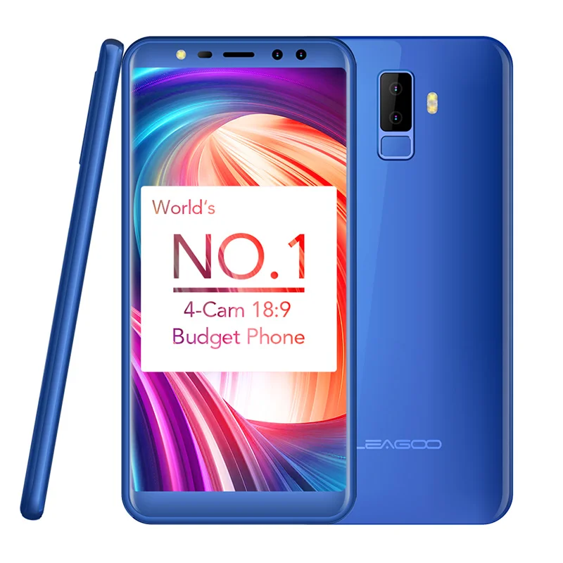 Leagoo M9 3 г смартфон 5." 18:9 полный Экран четыре-камеры Android 7.0 mt6580a 4 ядра 2 ГБ+ 16 ГБ 2850 мАч отпечатков пальцев мобильный телефон - Цвет: Синий