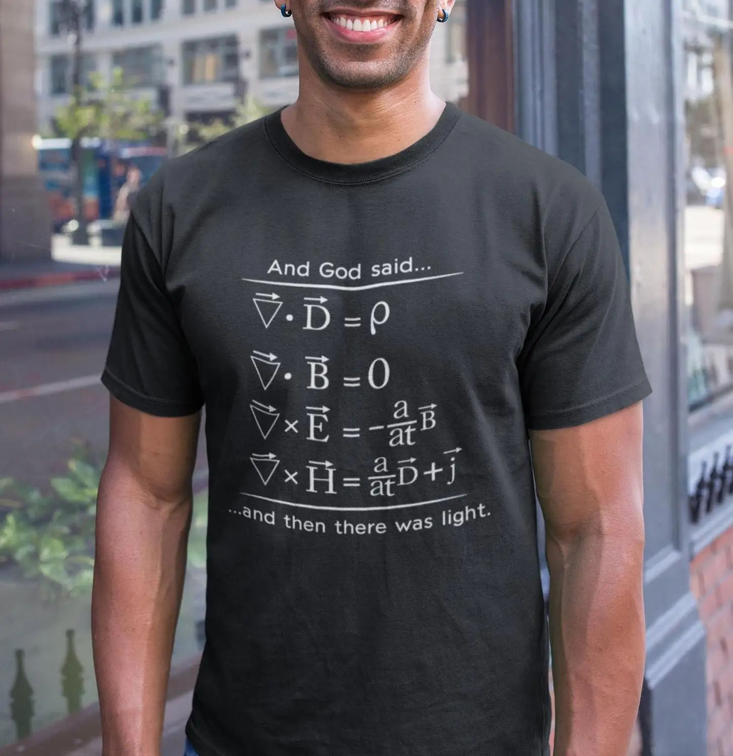 Физика футболка Бог Says Maxwell Equations а затем был светильник Ботан дизайн хлопок Фитнес Футболка ЕС Размер