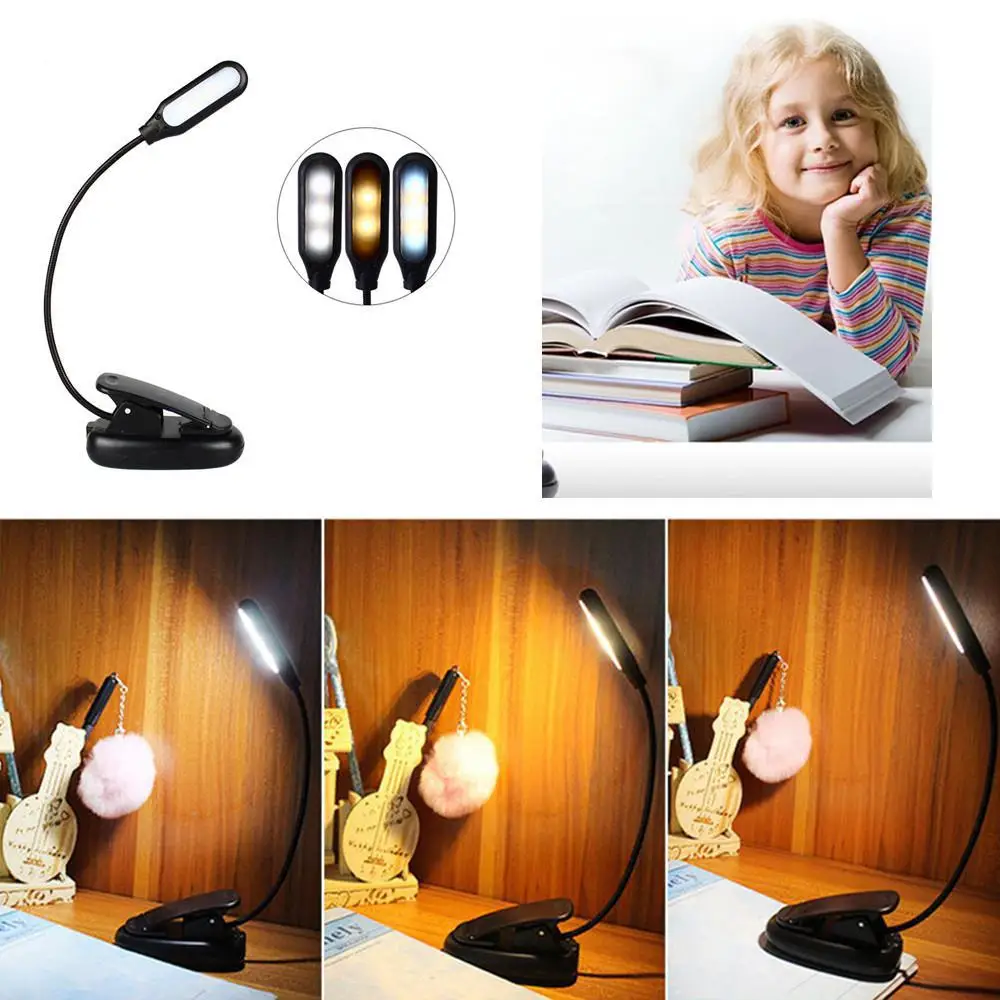 5 светодиодов настольная лампа для зарядки глаз с зажимом прикроватного чтения USB
