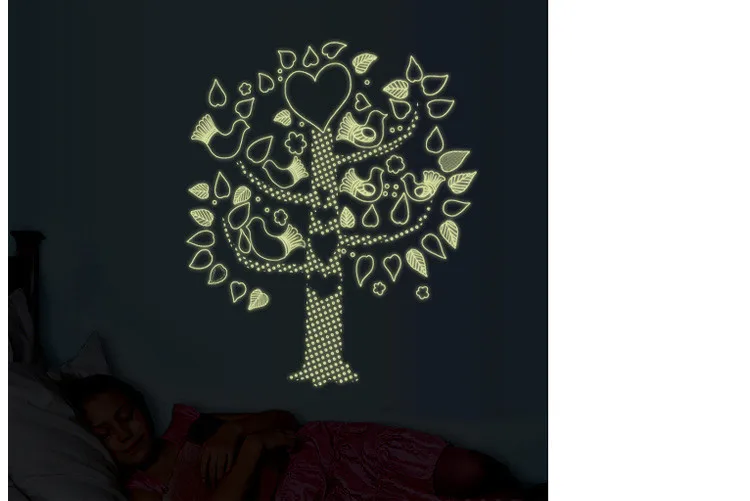 New Arrival DIY Flower Bird Tree Luminous Fluorescence Wall Stickers kids room home decor wall decals ABQ9617 Free shipping | Дом и сад