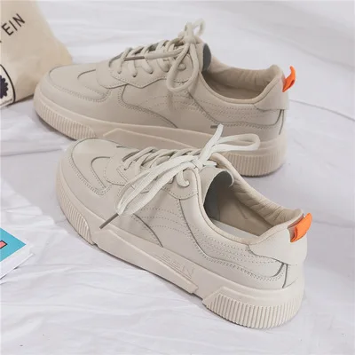 Beige New Spring Women Sneakers Fashion Casual Shoes Woman Comfortable Breathable Flats Female Platform Sneakers Chaussure Femme - Цвет: Beige