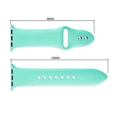 Mint green Цветной мягкий силиконовый спортивный ремешок для Apple Smart Watch 38 мм 42 мм 40 мм 44 мм ремешок для часов iWatch серии 1 2 3 4 браслет - Цвет: Mint green