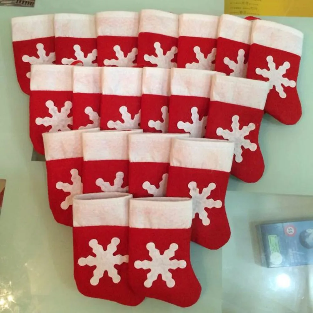 50 Шт./лот Красный Мини Рождественский Чулок Декор Носки Дизайн Творческий Посуда