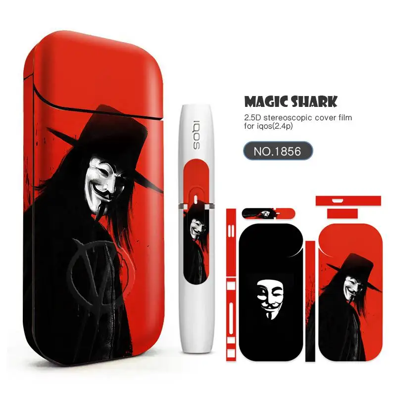 Волшебная Акула, модный ПВХ Тоторо, мотоциклетный череп V-Vendetta, тигровый принт, автомобильный стикер, кожаный чехол Flim Для IQOS 2,4 Plus - Цвет: 1856