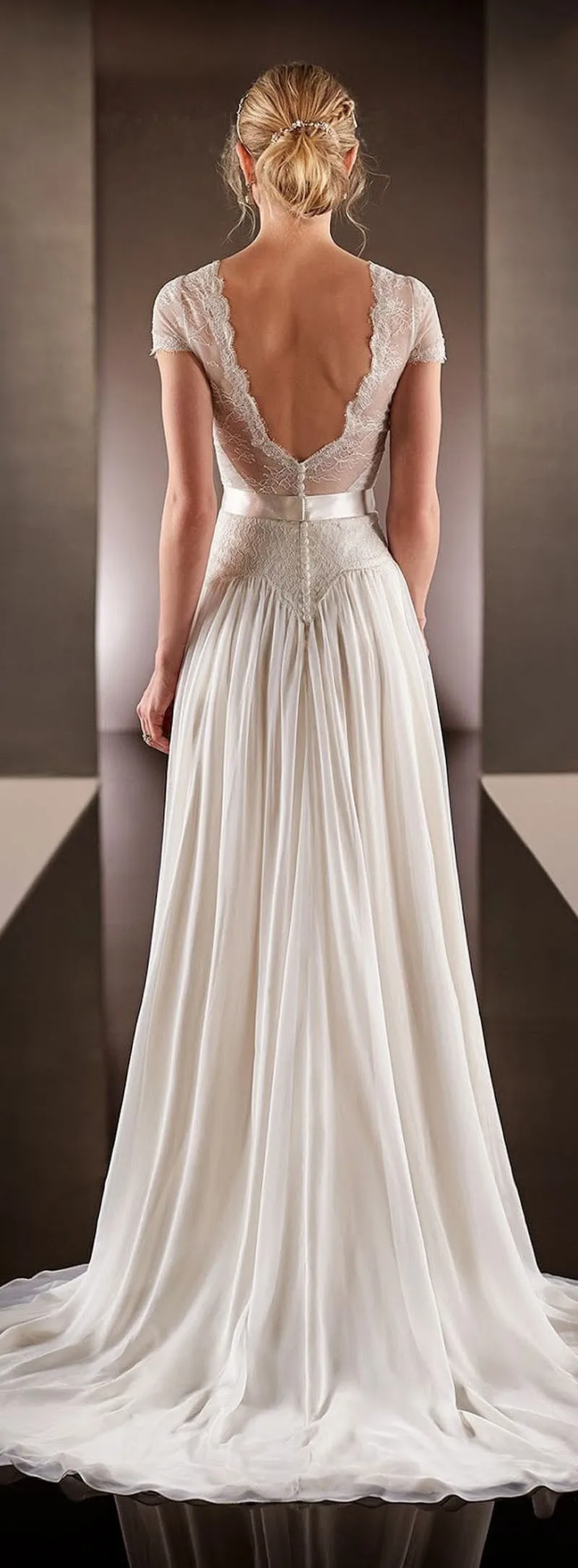 Vestido De Noiva сексуальный v-образный вырез с открытой спиной халат de mariée шифоновое свадебное платье длиной до пола с коротким шлейфом винтажные платья подружки невесты