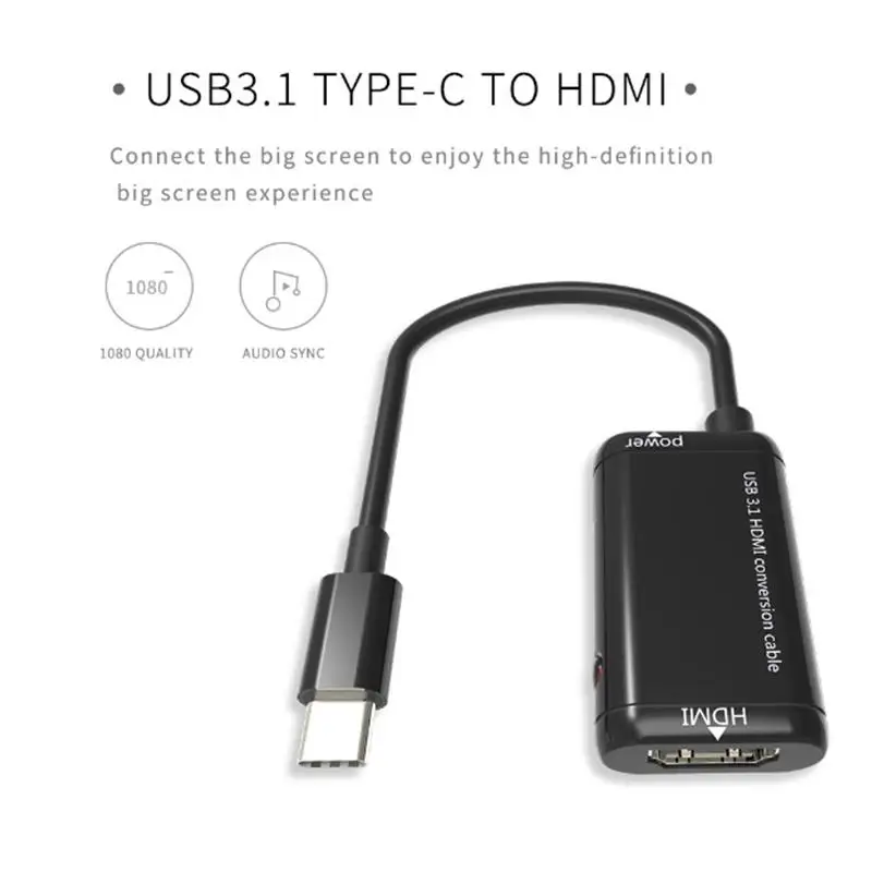 Type-C к HDMI адаптер mini type-C USB 3,1 штекер 1080P HDMI Женский видео конвертер Кабель type-C смартфон планшет d25