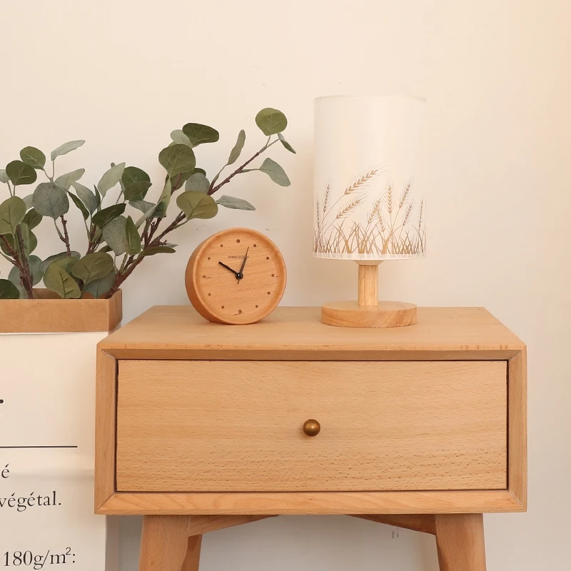 BLUBBLE Children Study Night Table Lamps Cylindrical Fabric Wood Read Desktop Lamp AC 100v-240v Printing Art Led Lights | Освещение