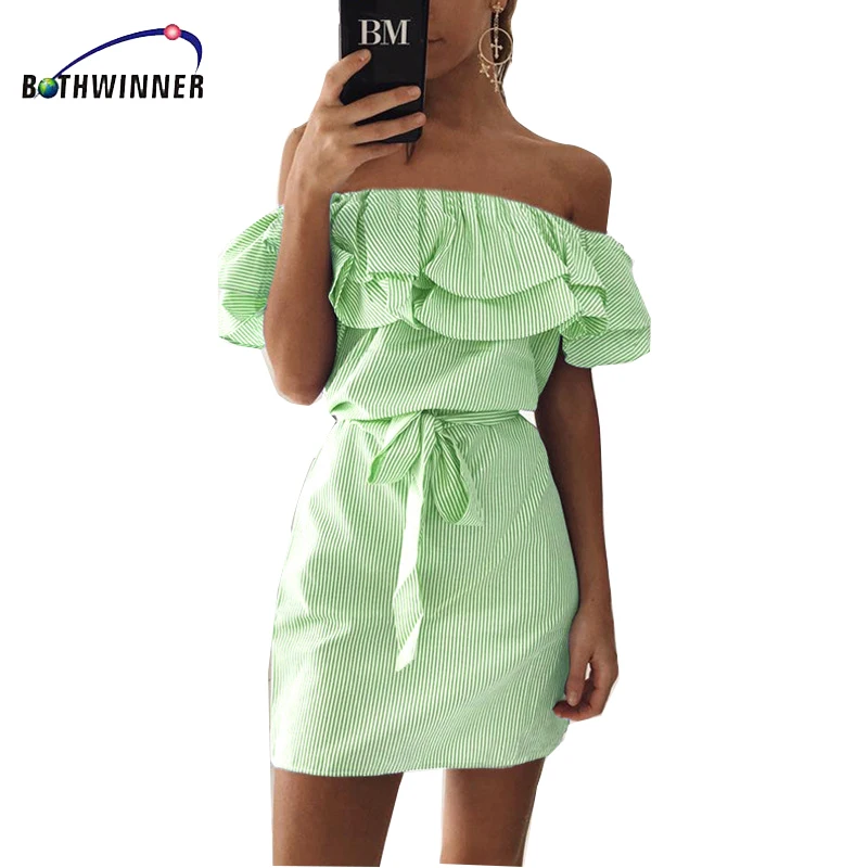 Bothwinner мини-платье с открытыми плечами плиссированное повседневное модное