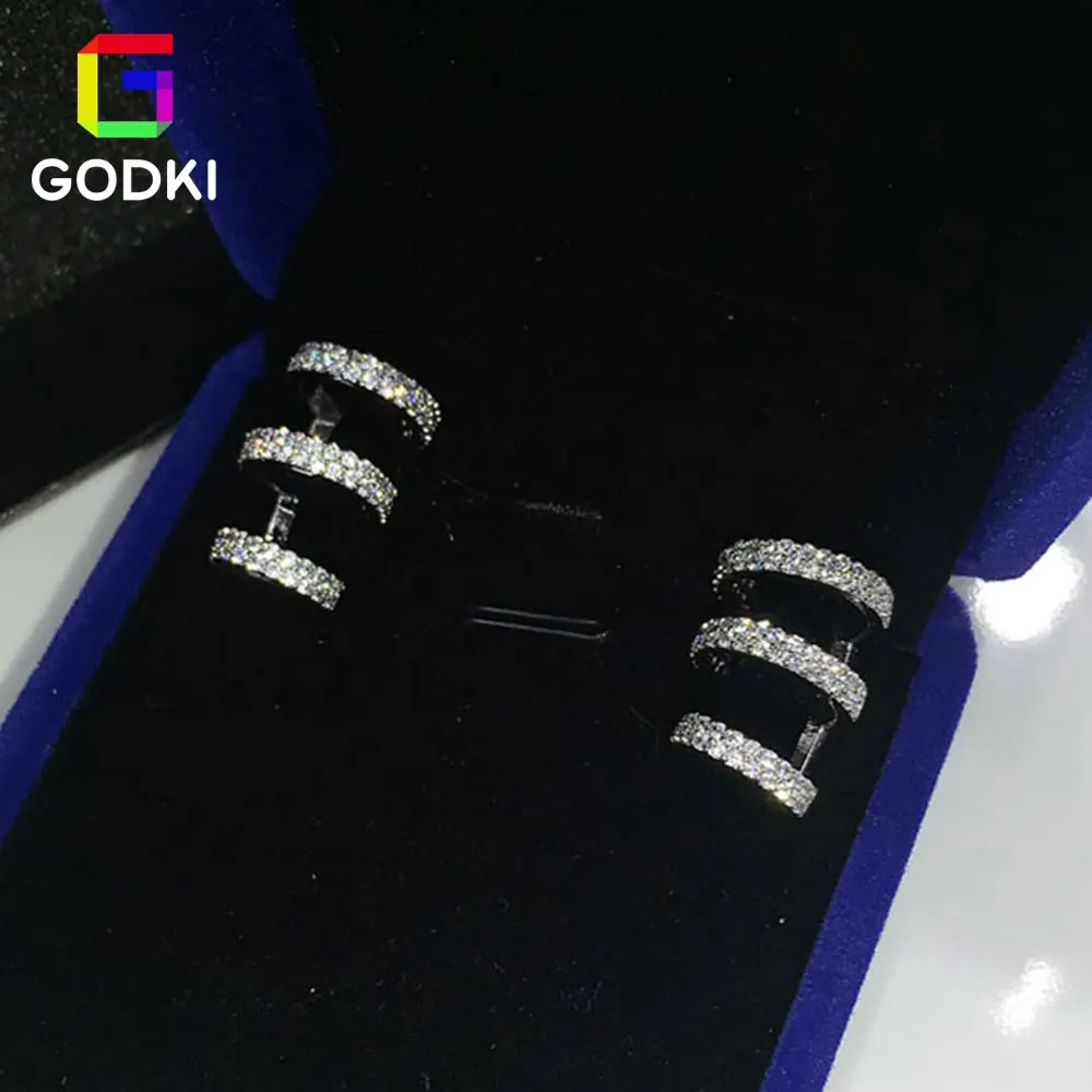 Роскошные Двухсторонние серьги гвоздики с фианитами класса ААА|stud earrings|double