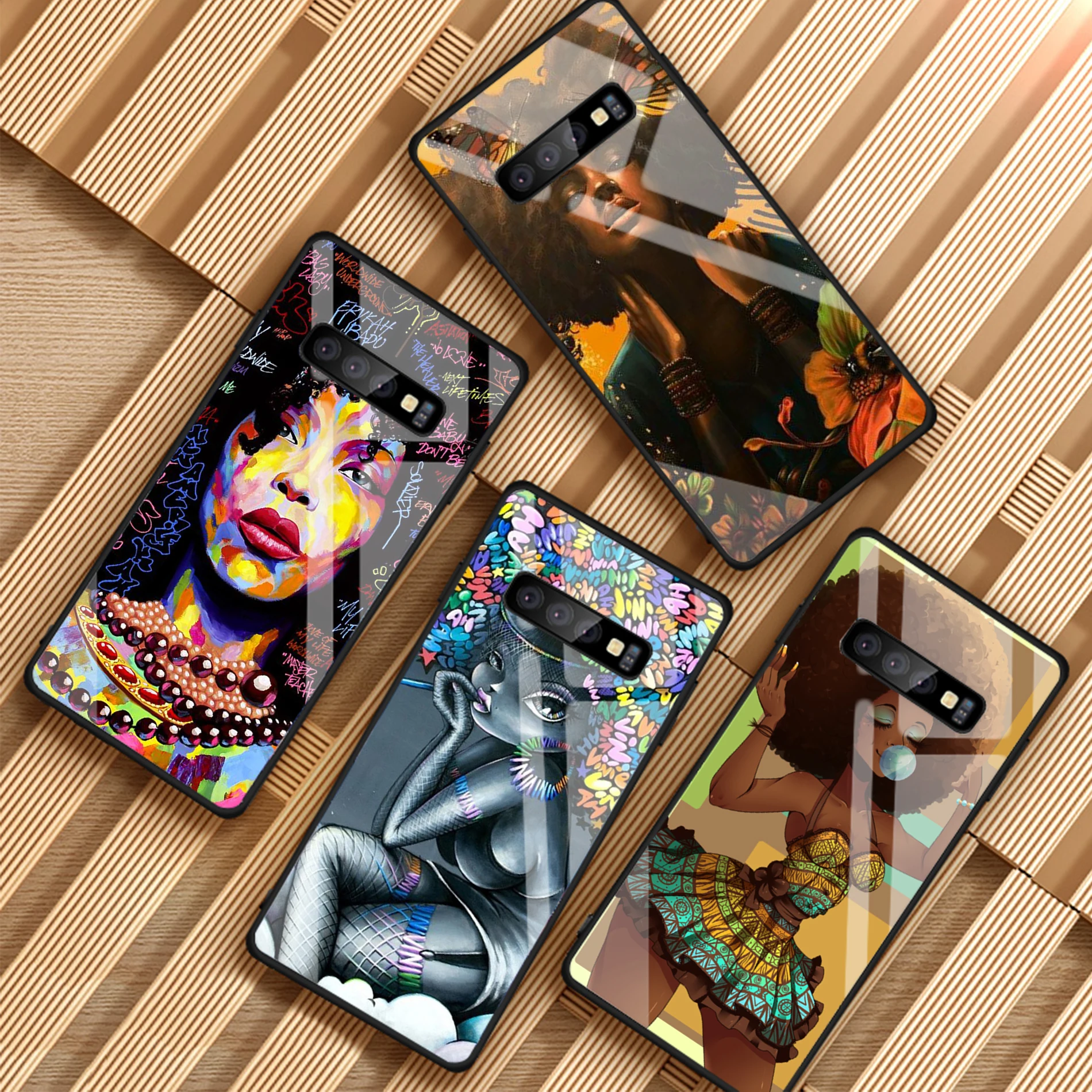 Чехол для телефона из закаленного стекла Melanin Poppin Samsung Galaxy A6 A6S A8 A8S J6 J8 2018 S8 S9 S10 PLUS