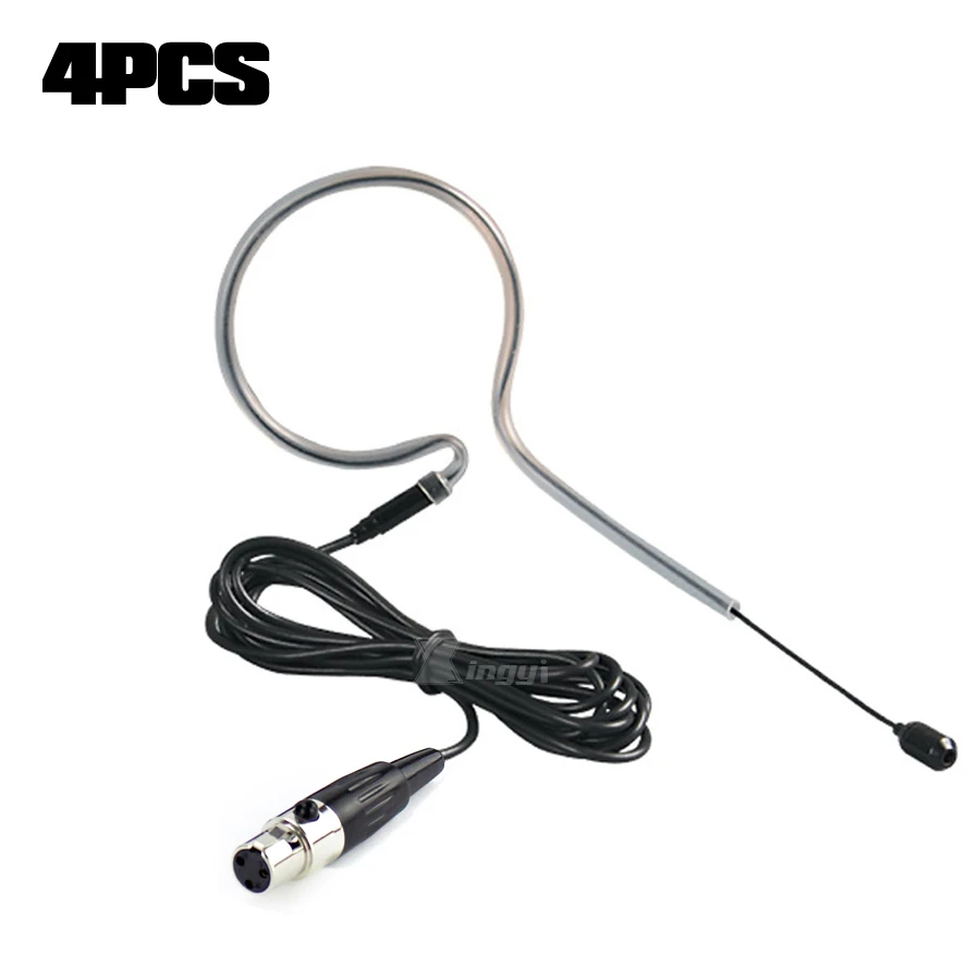 

4Pcs Mini XLR 3 Pin TA3F Single Earhook Mic Condenser Headworn Microphone For SAMSON Wireless Bodypack Transmitter UM1 CT7 CR88