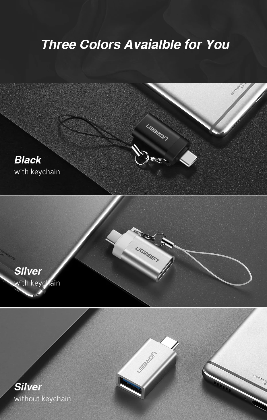 Ugreen адаптер usb type C к USB 3,0 type-C адаптер OTG Кабельные конвертеры для Chromebook Macbook huawei samsung S10 S9 USB C OTG