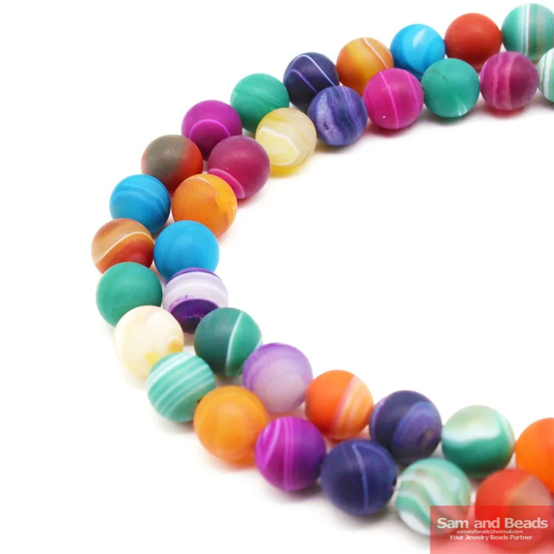Матовые разноцветные бусины из натурального камня насыпью Агат Оникс 4 10 мм для