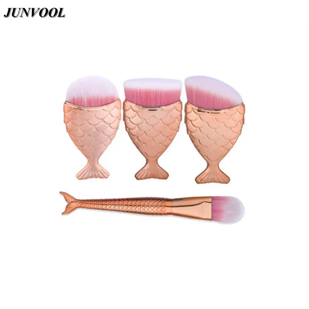 4pcs style FaD340 Новейшая "Русалка" кисти для макияжа набор Фантазия для бровей подводка для глаз Румяна смешивания основа косметический Красота Make Up щетка - Handle Color: 4pcs style FaD340