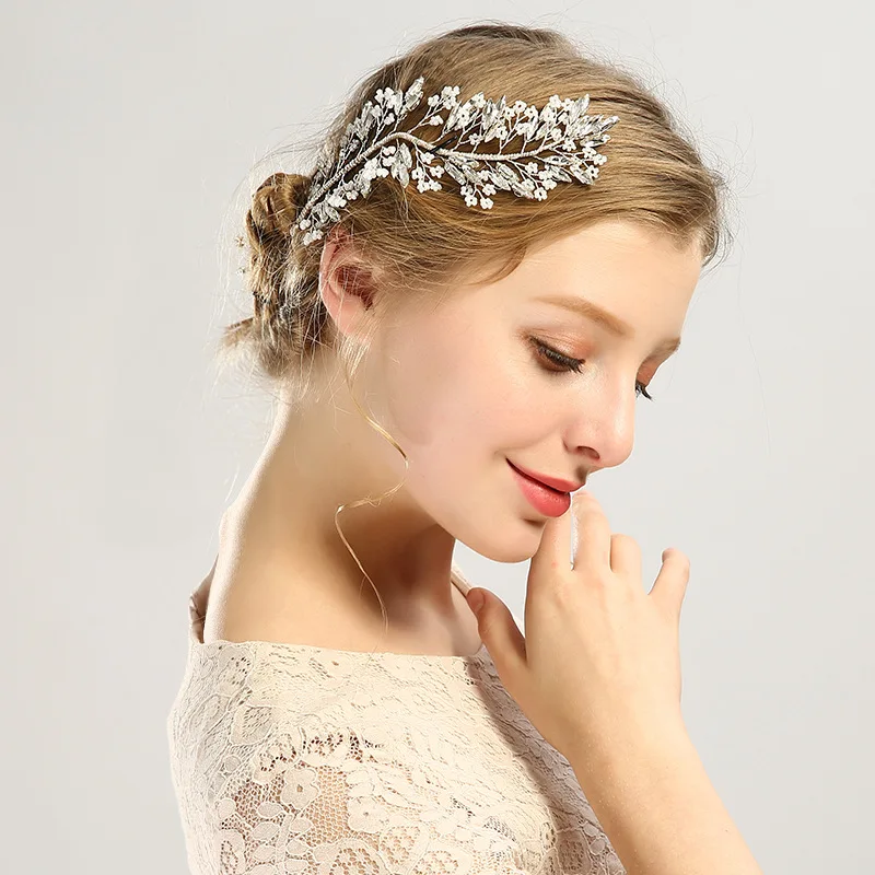 Silver Color Crystal Hair Jewelry Headband Tiara Wedding Band Headpieces Trendy Hairband Accessories Women Decoration | Украшения и