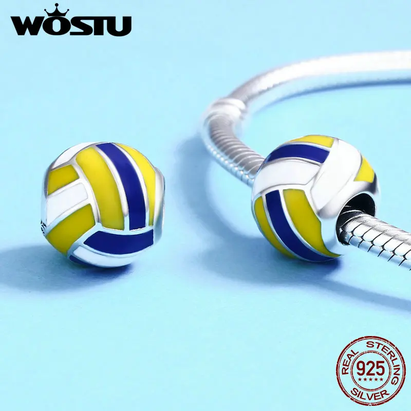 Браслет WOSTU CQC448 из 100% стерлингового серебра 925 пробы для волейбола любви спорта