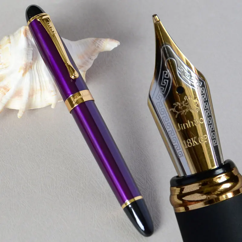 JINHAO X450 фиолетовый и золотой 0,7 мм перо с широким основанием авторучка черный синий красный розовый фиолетовый 22 цвета на выбор
