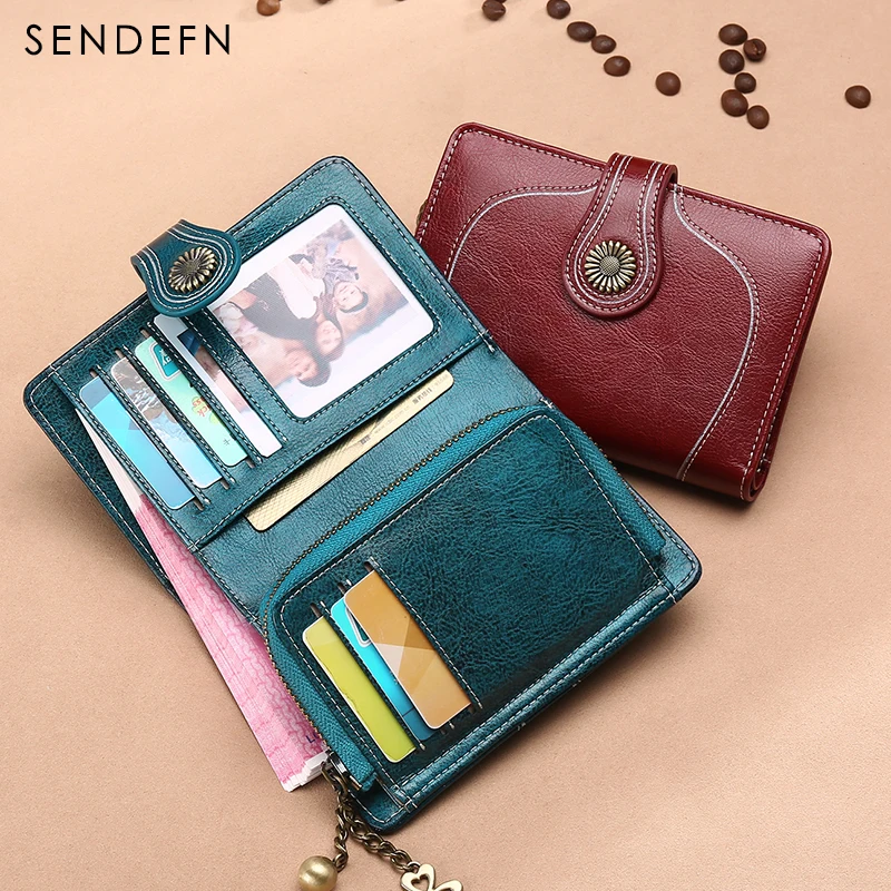 Женский клатч в винтажном стиле SENDEFN маленький кошелек кожаный женский короткий