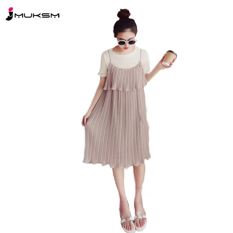 Новинка 2018 летний женский комплект водолазка футболка платье на бретельках