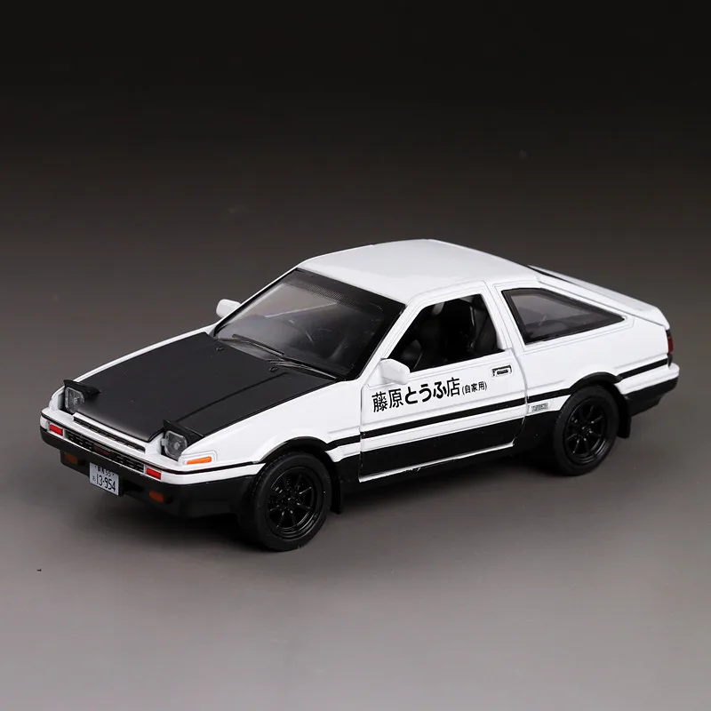 Black Начальный D Toyota AE86 1:28 Сплав модель автомобиля аниме мультфильм Форсаж с вытягиванием назад звуковой светильник литые под давлением Автомобили Модель мальчик игрушки - Цвет: Black